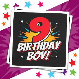 Servilleta De Papel Superheroína de 9 años niño cumpleaños 9 cumpleaño