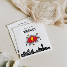 Servilleta De Papel Superheroína dinámica en el cuarto cumpleaños