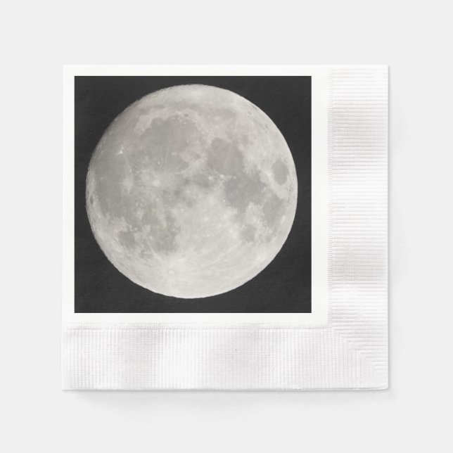 Servilleta De Papel Superluna en cielo negro (Anverso)