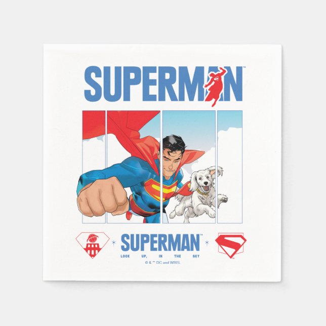 Servilleta De Papel Superman y Krypto Take Flight (Anverso)