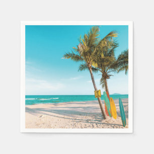 Servilleta De Papel Surf board en la playa tirando almohada