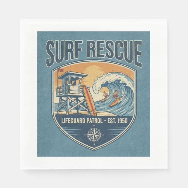 Servilleta De Papel Surf Rescue Lifeguard Patrol Est 1950 (Anverso)