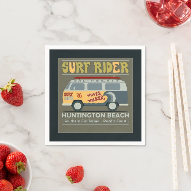 Servilleta De Papel Surf Rider Huntington Beach Poster (In situ)