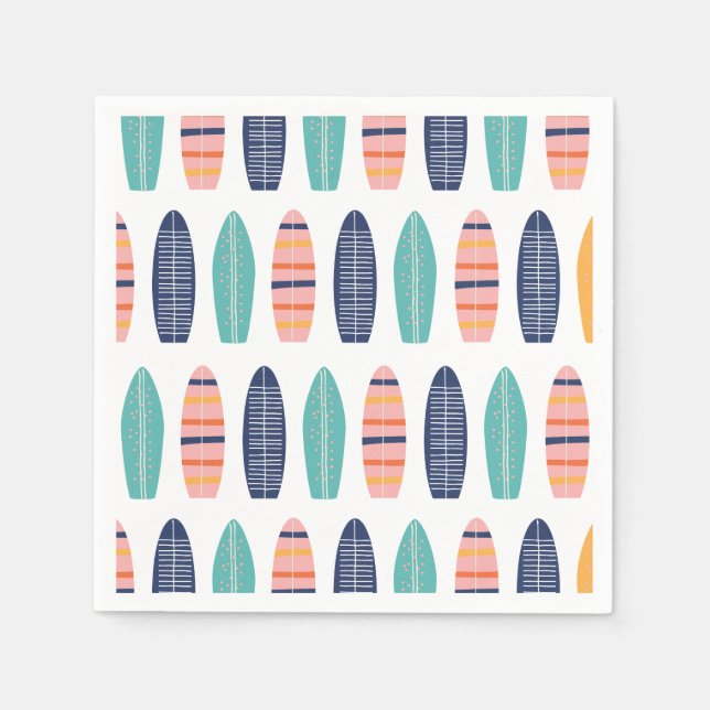 Servilleta De Papel Surf UP Pink retro beach van Surfboards (Anverso)