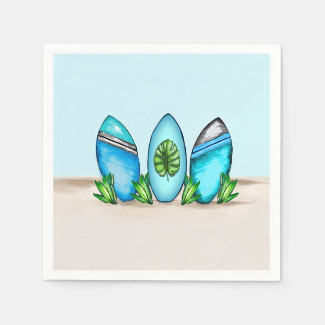 Servilleta De Papel Surfboards Retro (Anverso)