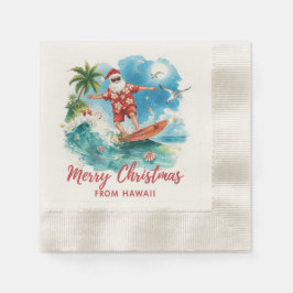 Servilleta De Papel Surfing Christmas in Hawaii with Santa Claus