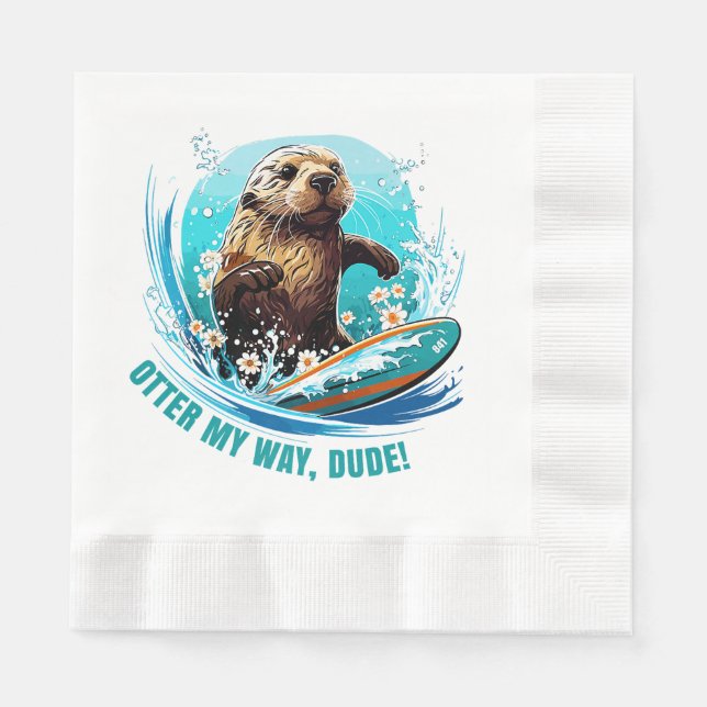 Servilleta De Papel Surfing Otter 841 Otter My Way Dude California Ott (Anverso)