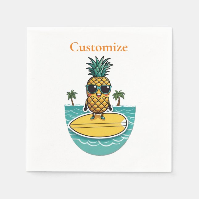 Servilleta De Papel Surfista De Piña Viaja A Wave Thunder_Cove (Anverso)