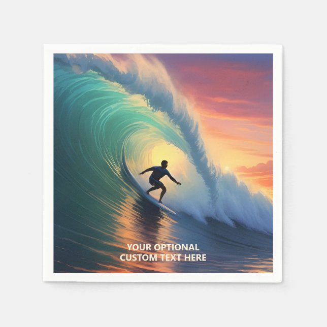 Servilleta De Papel Surfista de texto personalizado (Anverso)