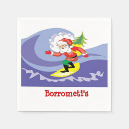 Servilleta De Papel Surf'n Santa Clause Cocktail Napkin personalizado