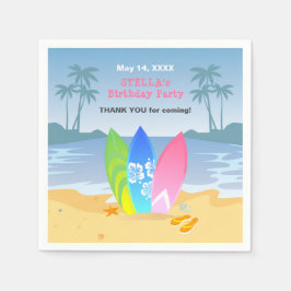 Servilleta De Papel Surf's up Girly Birthday Party