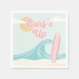 Servilleta De Papel Surfs Up Pink Beach Birday