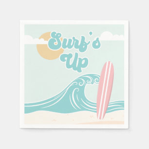 Servilleta De Papel Surfs Up Pink Beach Birday Paper
