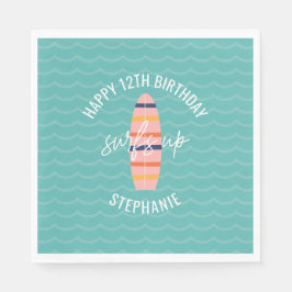 Servilleta De Papel Surfs Up Pink Surfboard Birday Party