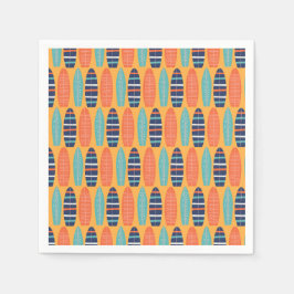 Servilleta De Papel Surfs Up Surfboards Naranja Blue Summer Birday