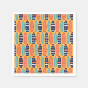 Servilleta De Papel Surfs Up Surfboards Naranja Blue Summer Birday