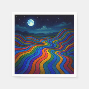 Servilleta De Papel Surreal Dreamscape Moonlight Rainbow Land