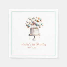 Servilleta De Papel Surrealista, con globos y Personalizado de pastel 