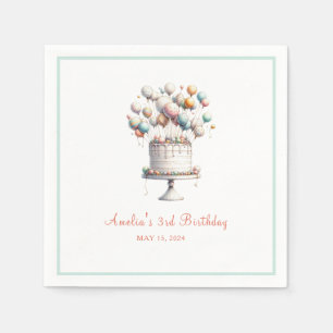 Servilleta De Papel Surrealista, con globos y Personalizado de pastel 