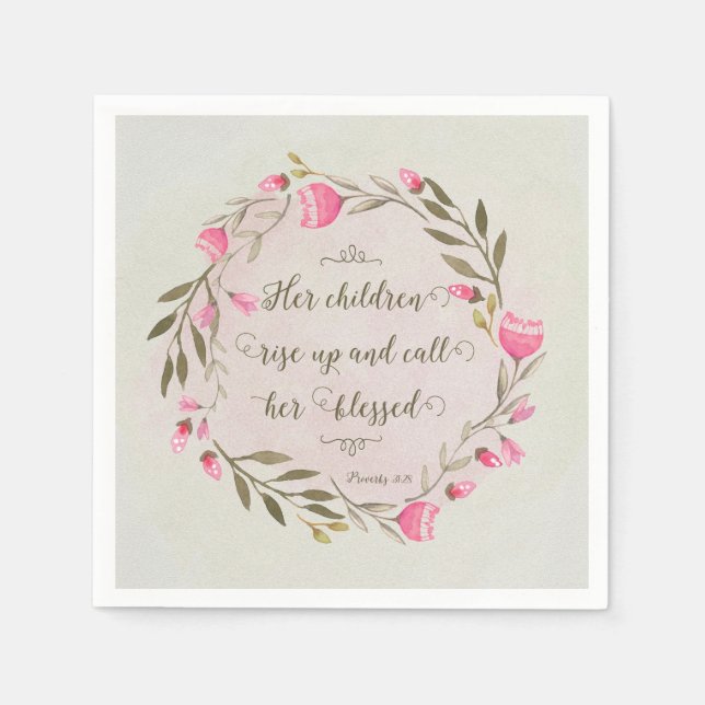 Servilleta De Papel Sus hijos se levantan y la bendicen (Anverso)