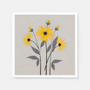 Servilleta De Papel Susan Flowers minimalista de ojos negros