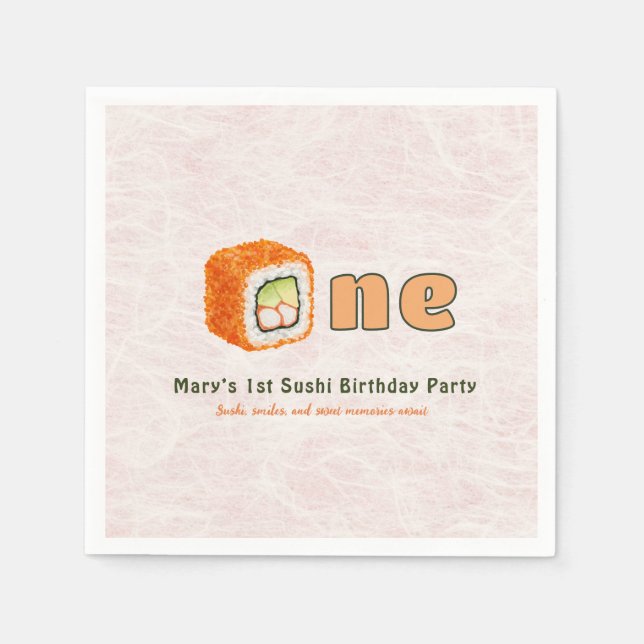 Servilleta De Papel Sushi- 1st Birthday (Anverso)