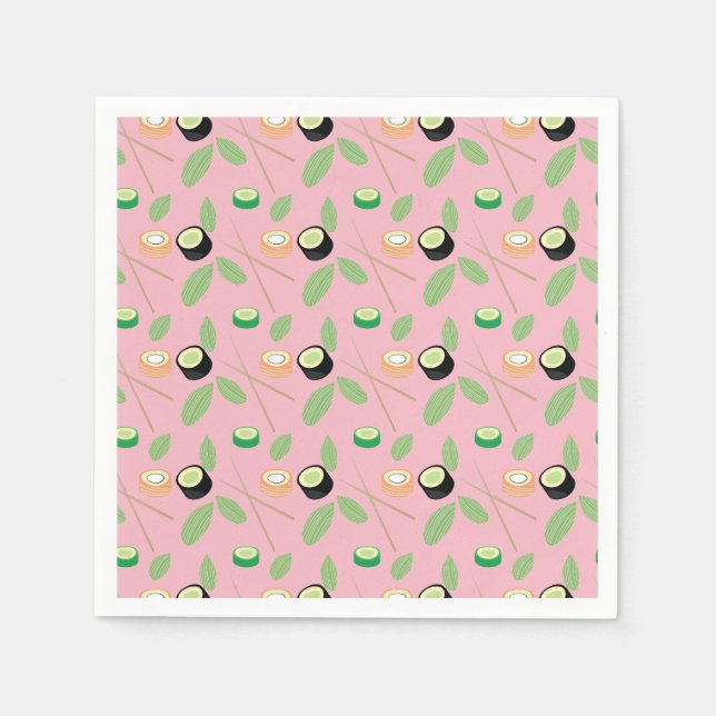 Servilleta De Papel Sushi Fiesta Hibachi Sushi Rollos y Palillos (Anverso)