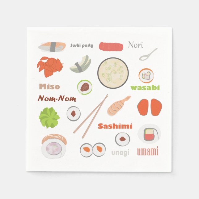 Servilleta De Papel Sushi Fiesta Napkins (Anverso)