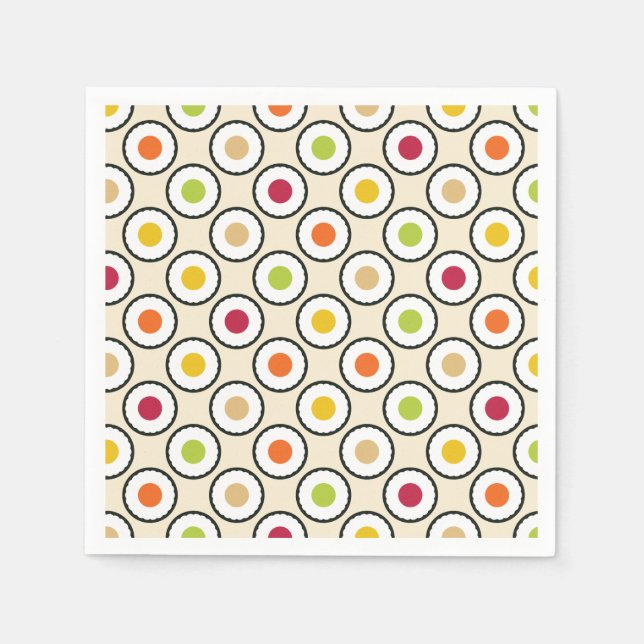 Servilleta De Papel Sushi Maki Polka Dots (Anverso)