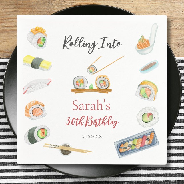 Servilleta De Papel Sushi y Sashimi de Acuarela Cumpleaños para Cualqu (Subido por el creador)