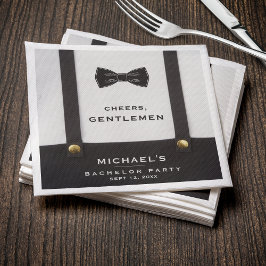 Servilleta De Papel Suspenders Bowtie Cheers Gentlemen Bachelor Party