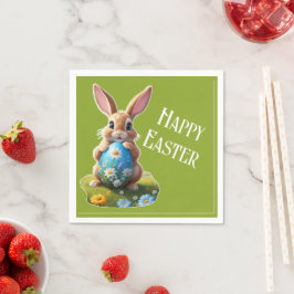 Servilleta De Papel Süßer Osterhase mit einem Osterei - 