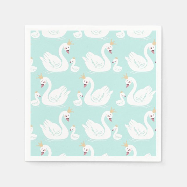 Servilleta De Papel Swan 1er cumpleaños Fiesta Baby Shower (Anverso)