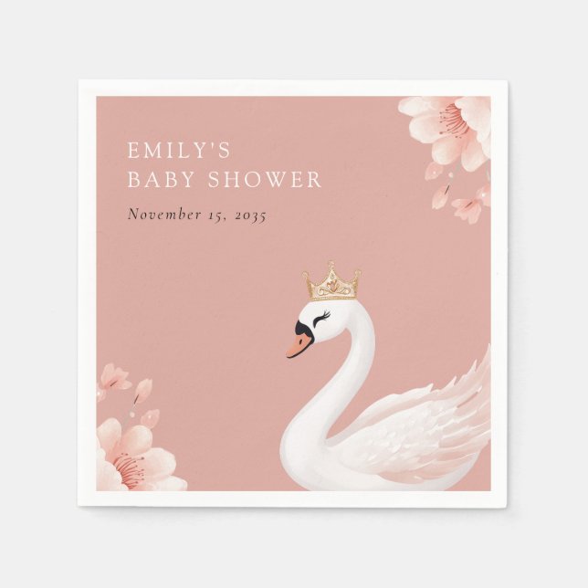 Servilleta De Papel Swan Little Princess Baby Shower (Anverso)