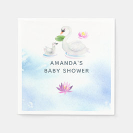 Servilleta De Papel Swan Watercolor Baby Shower