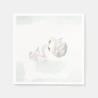Servilleta De Papel Swan watercolor themed elegant wedding napkins