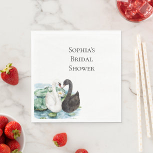 Servilleta De Papel Swans Water Lilies Lake Romantic Bridal Shower