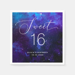 Servilleta De Papel Sweet 16 Galaxy Birthday | Cosmic Sixteen Party