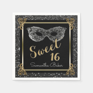 Servilleta De Papel Sweet 16 Masquerade Ball Plata Dorado Dulce Diecis