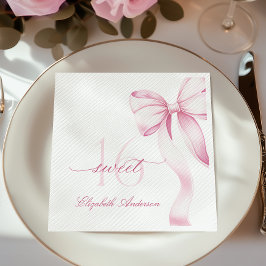 Servilleta De Papel Sweet 16 Pink Bow Napkins