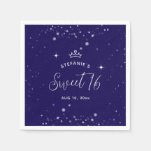 Sweet 16 Princess Tiara Crown Navy Blue Birthday