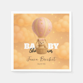 Servilleta De Papel Sweet Blush Pink Dreamy Teddy Balloon