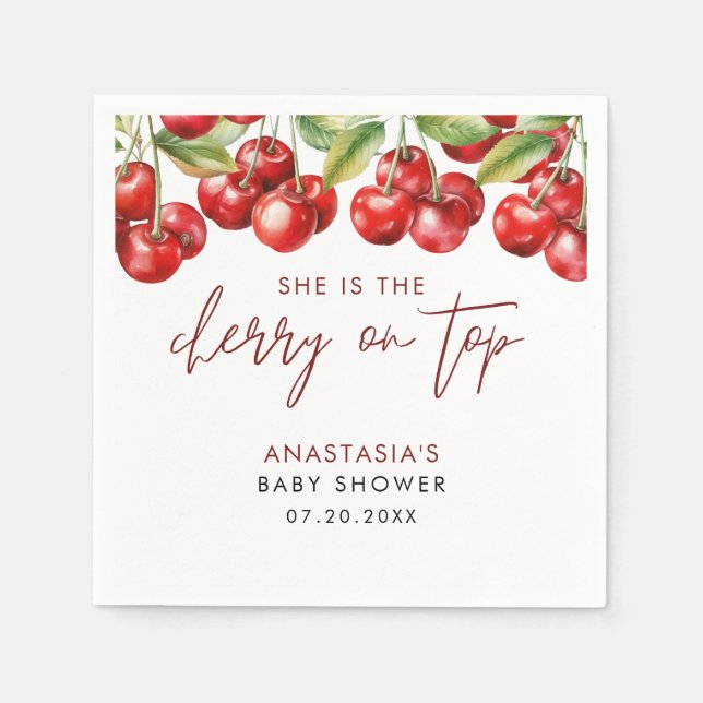 Servilleta De Papel Sweet Cherry Baby Shower (Anverso)