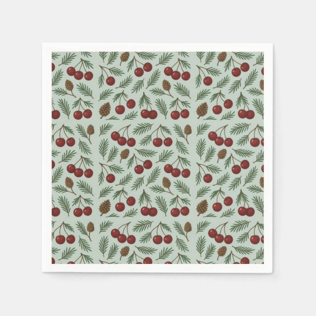 Servilleta De Papel 🌿 Sweet Cherry Woodland Holiday Collection (Anverso)