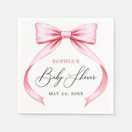 Servilleta De Papel Sweet Cute Pink Coquette Bow Baby Shower