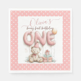 Servilleta De Papel Sweet First Birthday with Teddy Bear 