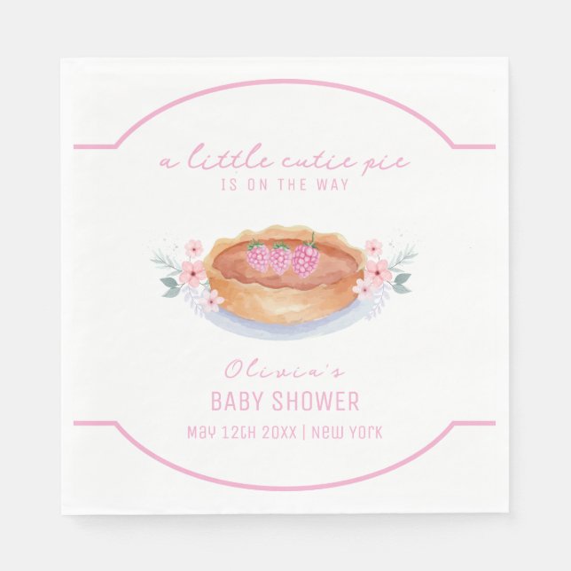 Servilleta De Papel Sweet Floral Pie Raspberry Baby Shower (Anverso)