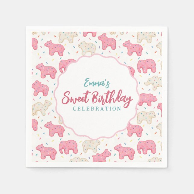 Servilleta De Papel Sweet Frosted Animal Cookies Birthday (Anverso)