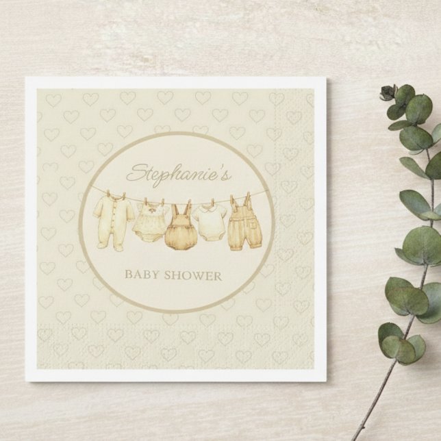 Servilleta De Papel Sweet Heart Pattern Baby Shower (Gender neutral baby shower napkin)