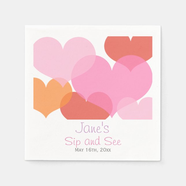 Servilleta De Papel Sweet Hearts Baby Sip and See (Anverso)